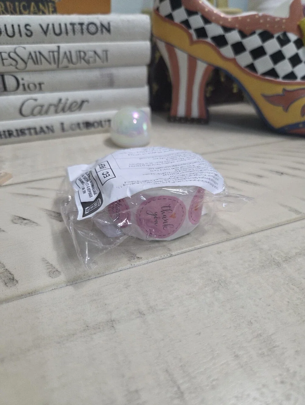 500 Count Pink Thank You Sticker Roll, NIP